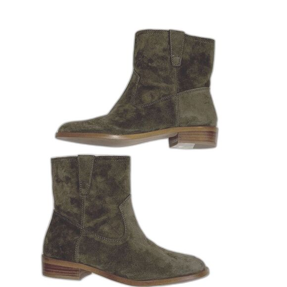 NWOT Rebecca Minkoff Chasidy Olive green suede short boots size 5 - Picture 1 of 8